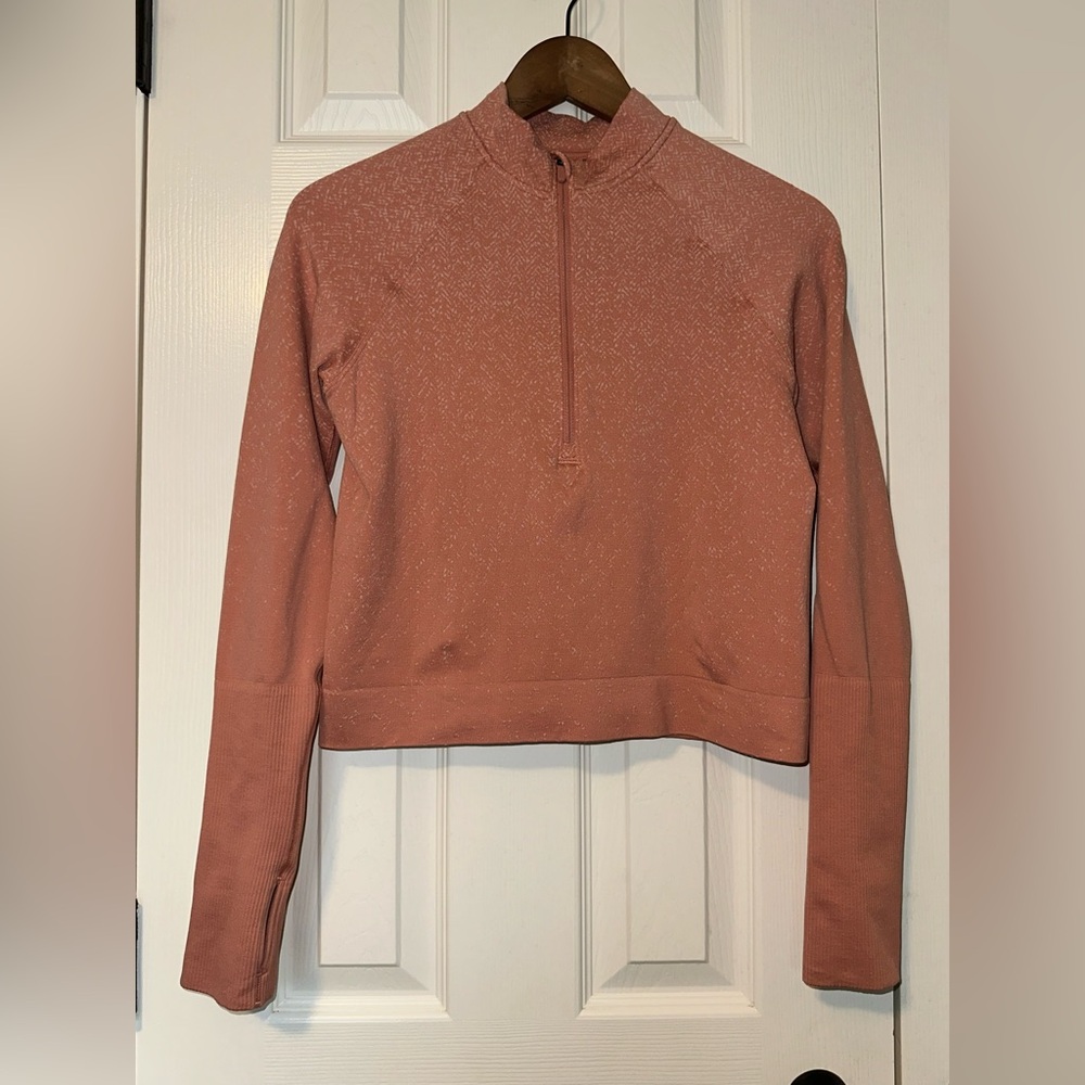 Lululemon Rest Less Cropped Half-Zip Herringbone Fade Pink Savannah Size 4-6